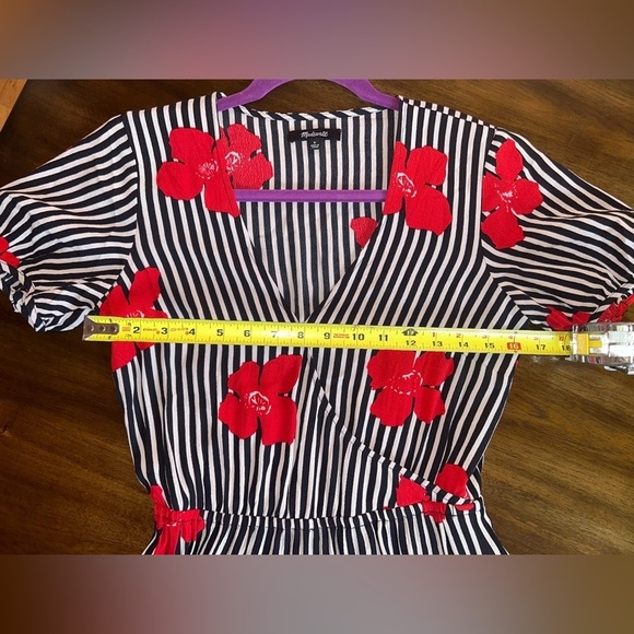 Madewell Ruffle Wrap Dress Candied Orchids Short Sleeve Mini Dress Size 0 - Picture 6 of 8